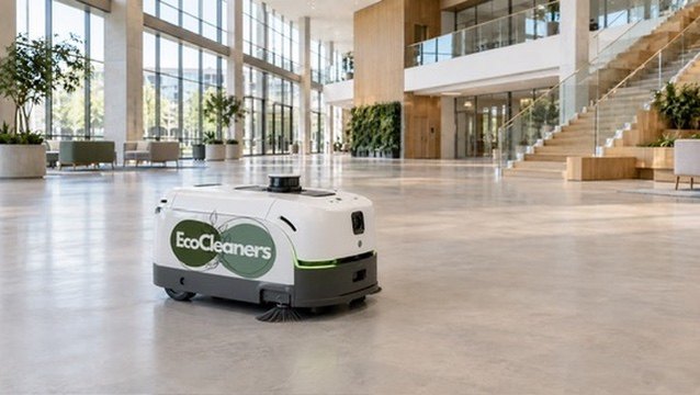Reinigungsroboter in einer Gebäudelobby